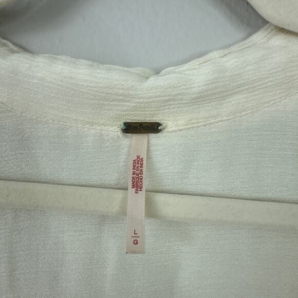 FREE PEOPLE Worlds Apart Tunic Ivory Romantic Boho Drapey Size Large White - Picture 6 of 9